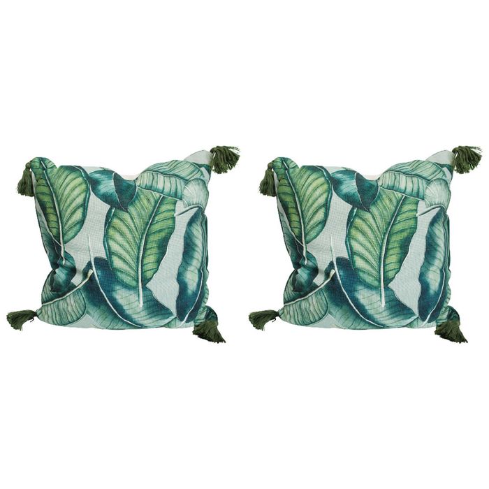 2x LVD Leaves Dark Polylinen Cushion Pillow Sofa/Couch Home Decor 50x50cm Square