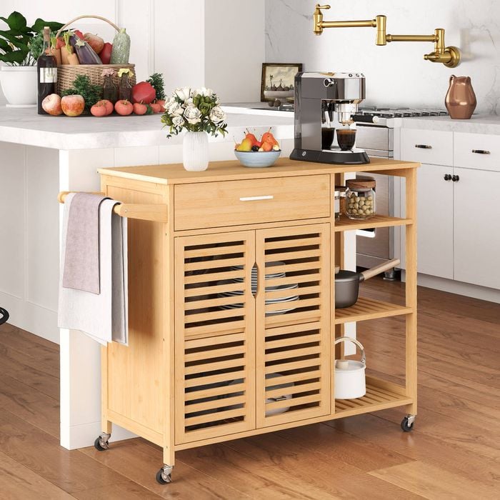 Costway Kitchen Island Trolley Storage Cabinet Rolling Utility Cart