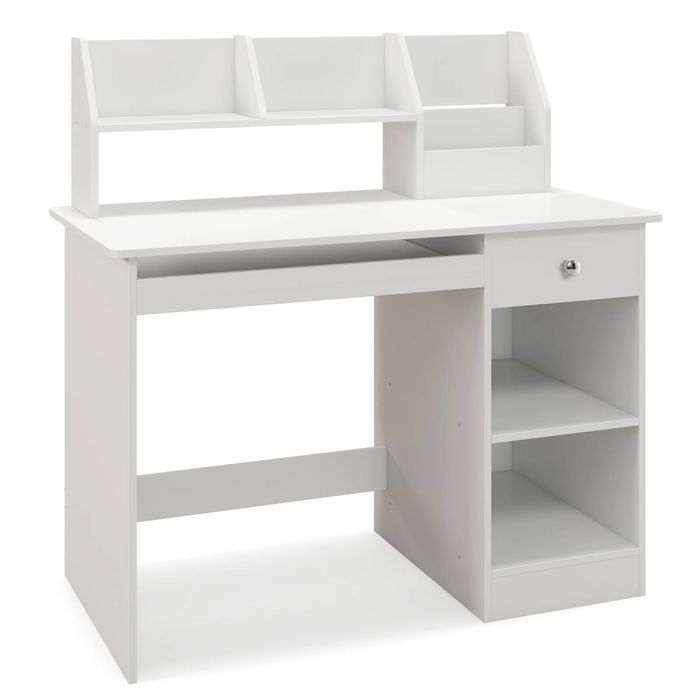 Costway Computer Desk Kids Study Table Home Workstation Gaming Writing White