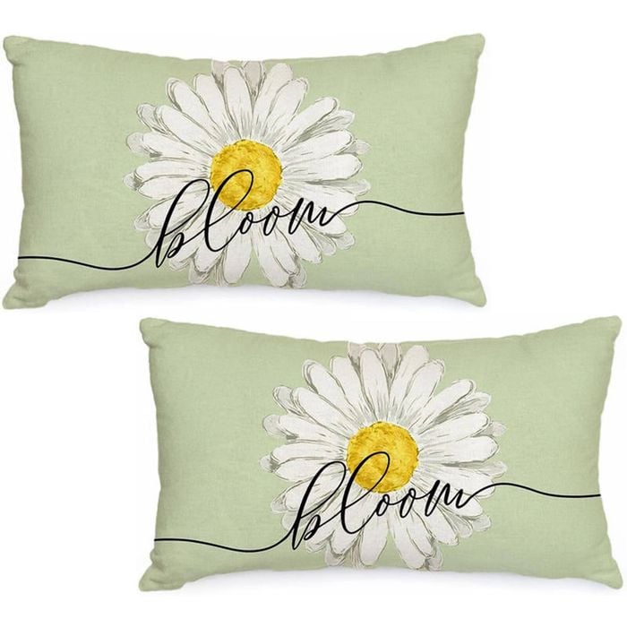 Catzon 2 Pcs Summer Lumbar Pillow Covers Linen Pillowcase for Home Decor-Set 48