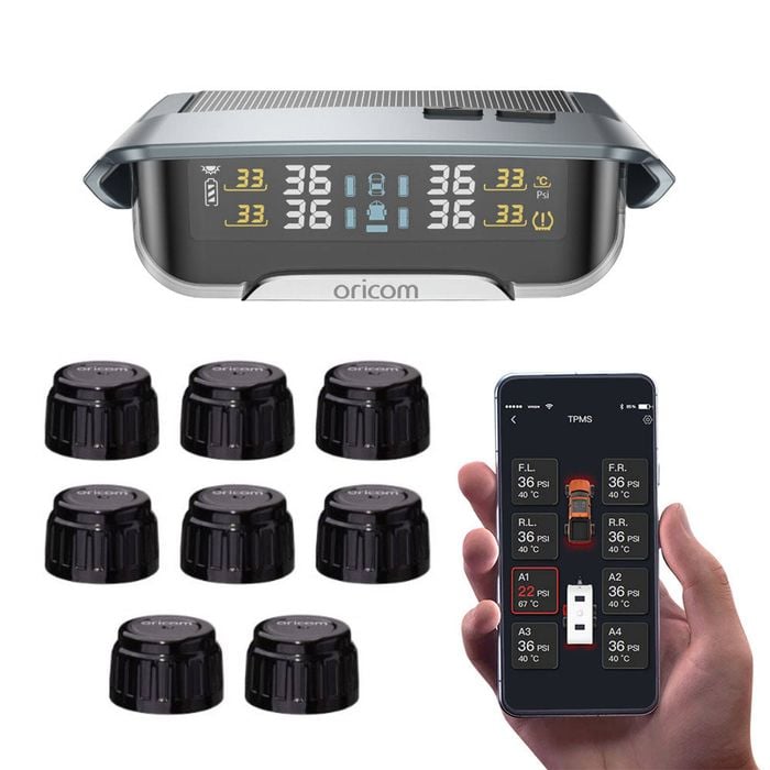 Oricom TPMS10-8E Tyre Pressure Monitoring System Including 8 External Sensors (with APP Functionality)