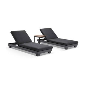 Outdoor Santorini Aluminium Sun Lounge Set In Charcoal W/ Side Table