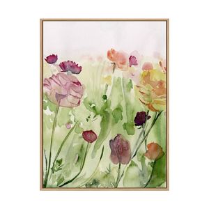 Artey | Among the Watercolor Wildflowers II - Framed Canvas - Natural Frame - 120 x 160cm