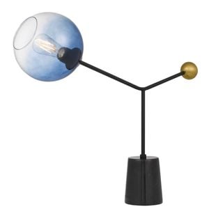 Telbix Matilda Modern Table Desk Lamp Light Glass Metal Black Antique Gold Blue