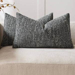 Gioia Casa 2-Pack Speckled Bouclé Cushion Covers 30cm x 50cm - Charcoal