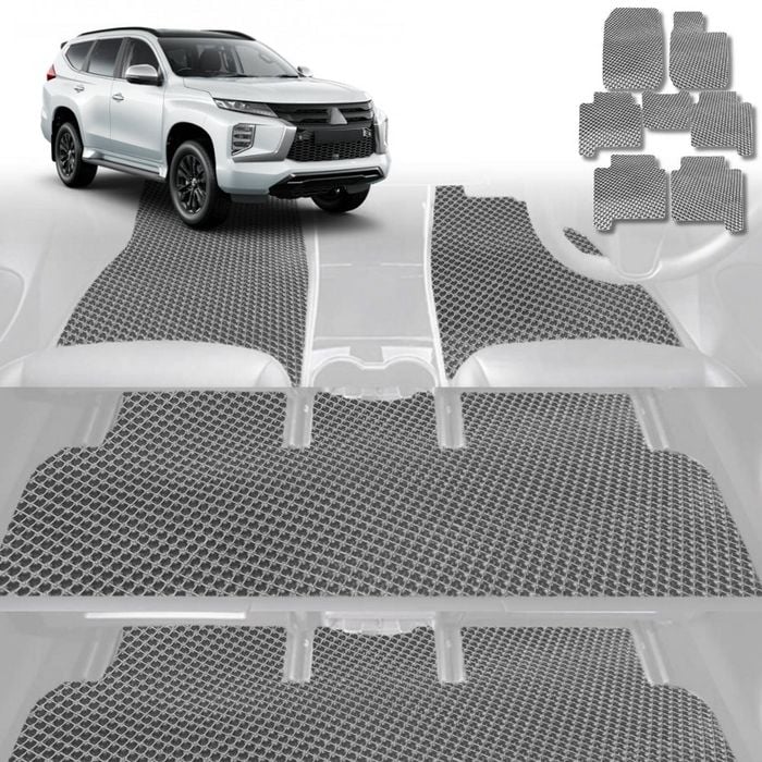 6D Diamond Car Floor Mats for Mitsubishi Pajero Sport 2015-Current-Ultimate Set-Grey-Outback GT