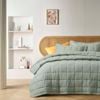 Vintage Design Homewares Queen Light Slate Grey Sage French Linen Coverlet Set