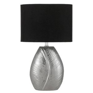 Telbix Klee Modern Table Desk Lamp Light Fabric Ceramic Black Chrome Gloss