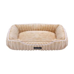 Paws And Claws Ribbed Chinchilla Walled Pet Cat Dog Bed 60x50x18cm Camel