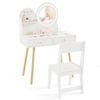 Costway Princess Dressing Table & Chair Makeup Vanity Set White