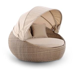 Outdoor Newport Round Wicker Daybed With Canopy - Kimberly