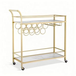 Artiss Bar Cart Drinks Trolley 85cm Marble Effect