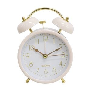 Lvd Serena Metal Analogue Alarm Clock Bedroom Decor 16cm White/gold