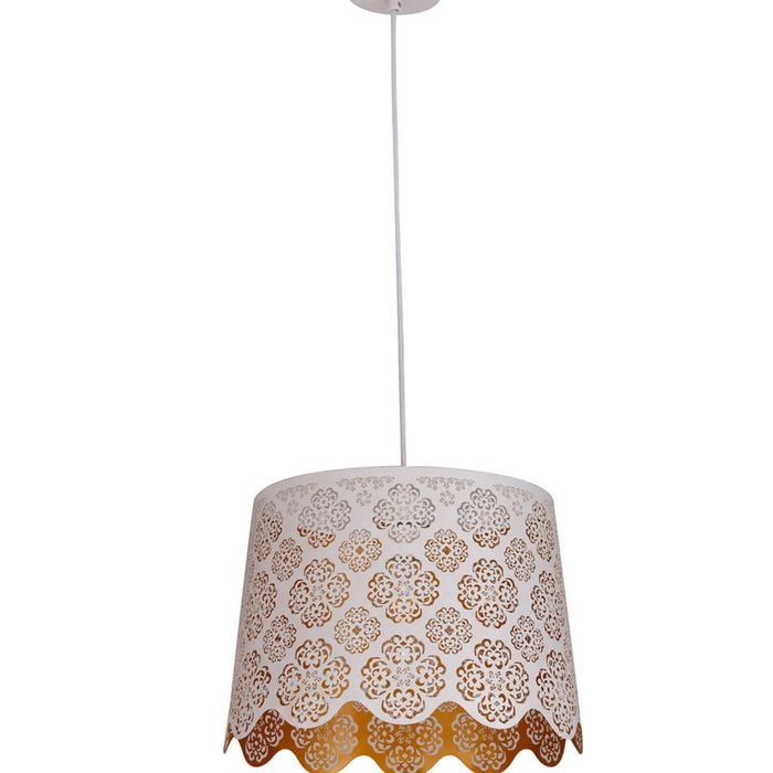 CLA Lighting Penshade Interior Slanted with Flower Pattern Laser Cut Pendant Light White