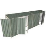 Build-a-Shed 0.8 x 6 x 2m Single Hinged Door Skillion Shed with Double and Single Hinged Side Doors - Green