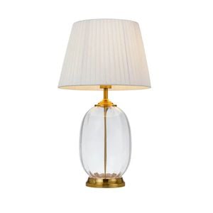 Telbix Perla Modern Table Desk Lamp Light Glass Metal Fabric Clear White Antique Gold