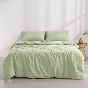 Dreamaker Superfine Washed Microfibre Quilt Cover Set Sage Green King Bed