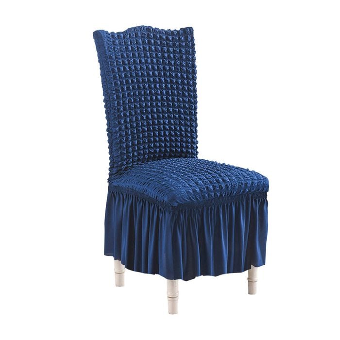 SOGA Blue Chair Cover with Ruffle Skirt