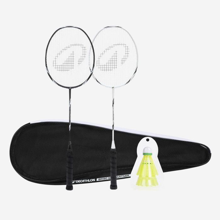 Decathlon - Adult Badminton Racket Br Sensation 500 Set Black White - One Size