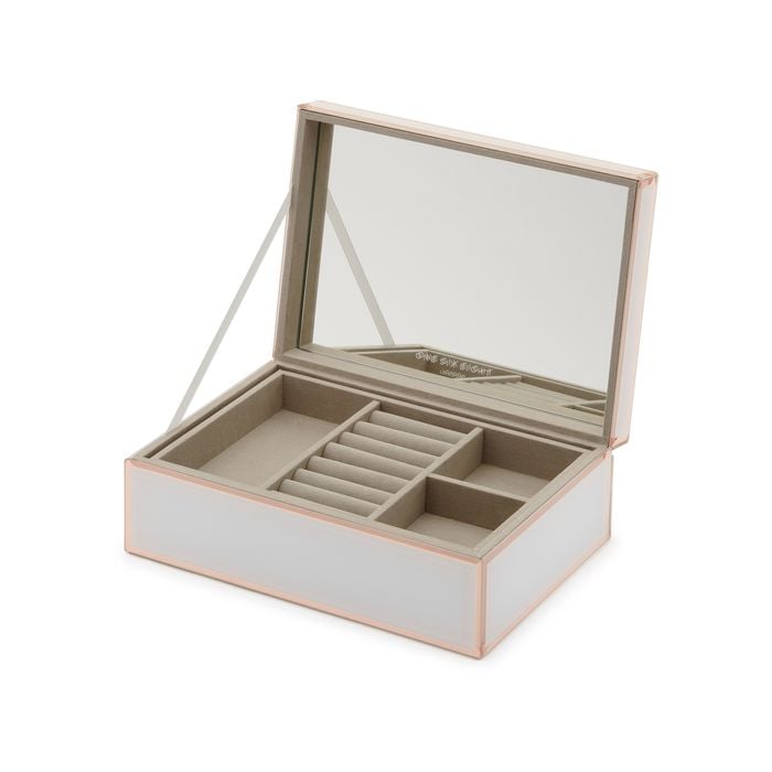 One Six Eight London Sara White / Rose Gold Large Jewellery Box