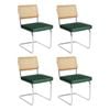 Levede 4pcs Replica Cesca Velvet Cantilever Dining Chairs - Green