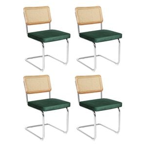 Levede 4pcs Replica Cesca Velvet Cantilever Dining Chairs - Green