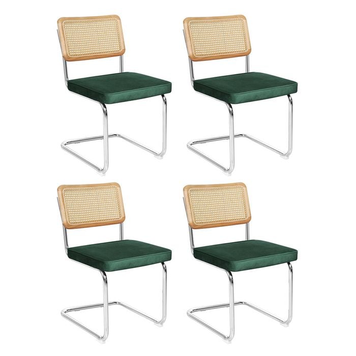 Levede 4pcs Replica Cesca Velvet Cantilever Dining Chairs - Green