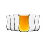 LAV Klasik Glass Tea Cups for Coffee, Hot Drinks - Vintage Style - 115ml - Clear - Pack of 6