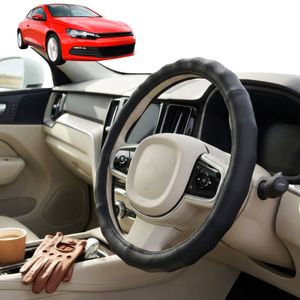 Australian Goose Steering Wheel Cover for VolksWagen Scirocco R 2009 - 2017 Circle Black