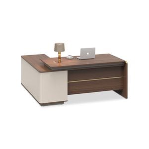 Modern Furniture ANDERSON Executive Desk 2.0M Reversible - Hazelnut & Beige