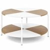 Costway Round Coffee Table 2tier Cocktail Shelf Elevated Metal Split-color