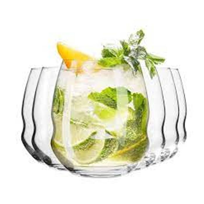 6Pc Krosno Double Old Fashion Glasses 400ml Gift Boxed Clear Made In Poland