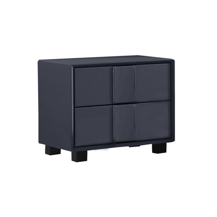 Bedside Table MDF Construction Fabric Upholstery Iron Feet in Black