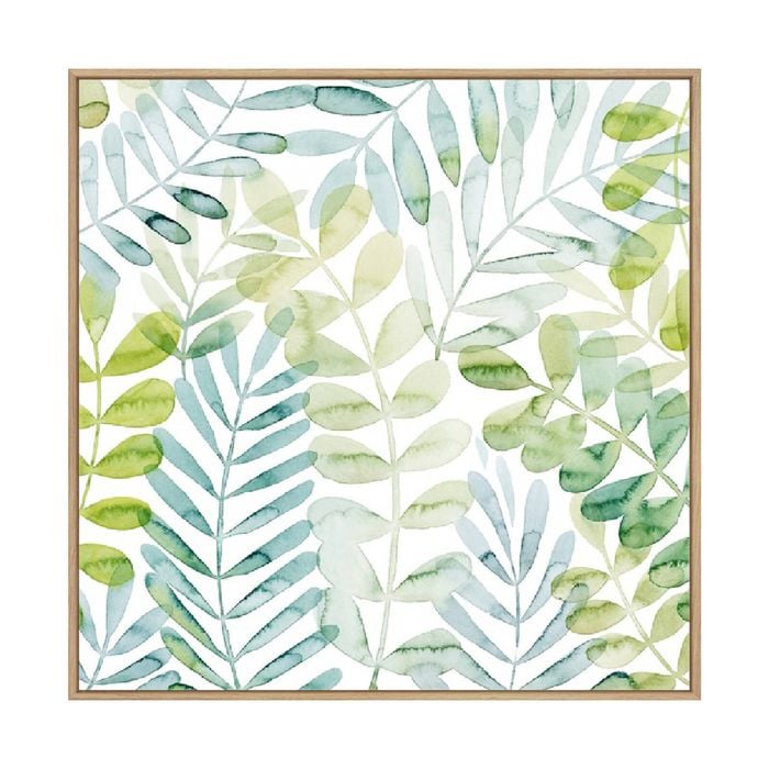 Artey | Dancing Palms I - Framed Canvas - Natural Frame - 140 x 140cm