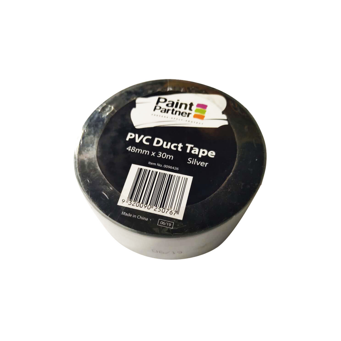 Paint Partner 48mm x 30m Black PVC Duct Tape - Silver