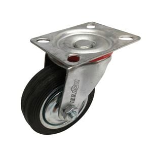 Move It 75mm 50kg Black Rubber Swivel Plate Castor - 75mm
