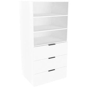 Lugna 1536 x 750 x 580mm White Ready to Assemble Robe Insert 2 Shelf 3 Drawer Unit - White