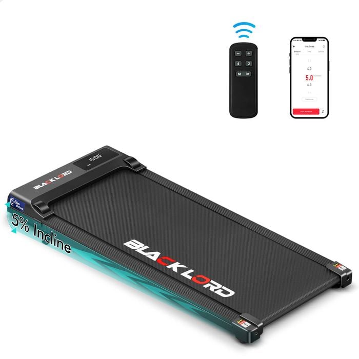 BLACK LORD Treadmill Electric Walking Pad 2 Levels Incline Black