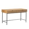 Linjer Desk in Oak Melamine Finish Cabinet, MDF with Drawer Front and Black Metal Legs and Handle