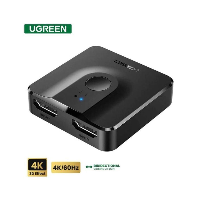 Ugreen 2-port Bi-directional Hdmi Switcher 4k 30hz Plug Play Black