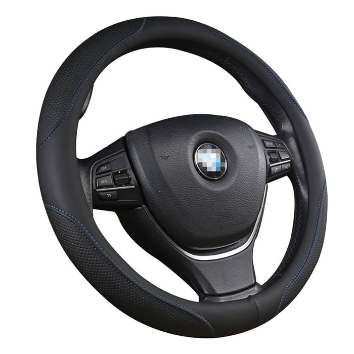 Universal 38cm Car Steering Wheel Cover Stitching PU Leather Car Cover