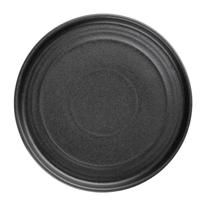 Olympia Flat Round Plate Cavolo Textured Black 180mm 6 Pack Tableware Dinnerware