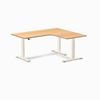Desky L-Shape Melamine Sit Stand Desk Wheat Frame 160x140cm Right Return