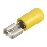 Narva 5-6 / 6.3 x 0.8mm 1/4" Yellow Double Crimped Flared Vinyl Insulated  Female Blade Terminal - 12 Pack