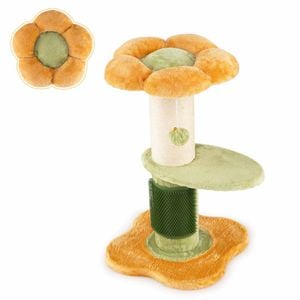 Costway Thick Sisal Scratching Post(dia=13cm) Scratcher Plush Cat Tree Yellow