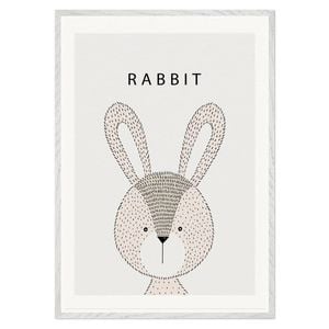 Galrie Charming Minimalist Rabbit Art Print for Modern Decor, White Frame, A2 42 x 60cm (16 x 24inch)