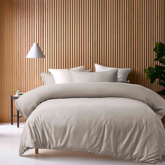 Accessorize Bedroom Collection Bamboo Cotton Double Stitch Quilt Cover Set Stone