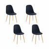 Foret Grey Fabric Dining Chairs 4pcs Upholstered Metal Legs Wood-look