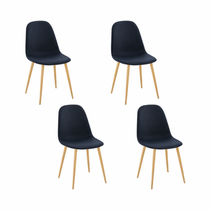 Foret Grey Fabric Dining Chairs 4pcs Upholstered Metal Legs Wood-look