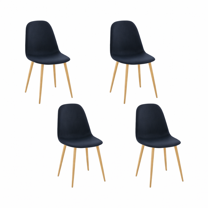 Foret Grey Fabric Dining Chairs 4pcs Upholstered Metal Legs Wood-look
